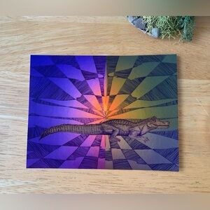 Fine Art Sticker, Large Glossy Caiman Gator Original Art Sticker
